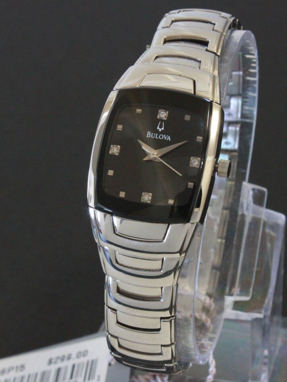 Bulova Ladies Classic Tonneau Style Quartz Watch Diamond Indices Black Dial 21mm - Picture 4 of 13